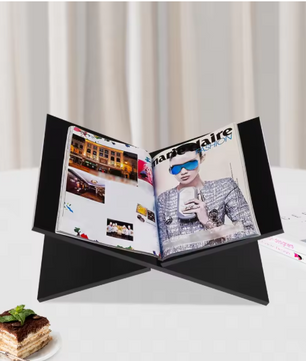 Acryl Boekenstandaard – X-Vormige Leesplank & Organizer