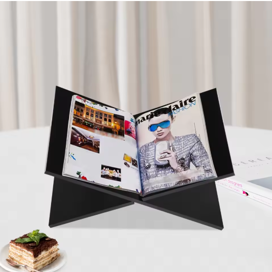 Acryl Boekenstandaard – X-Vormige Leesplank & Organizer