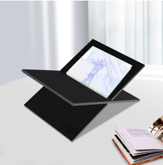 Acryl Boekenstandaard – X-Vormige Leesplank & Organizer