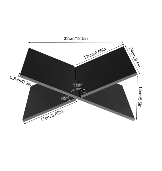 Acryl Boekenstandaard – X-Vormige Leesplank & Organizer