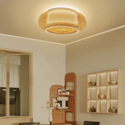 Rotan Hanglamp – Handgeweven Bamboe Plafondlamp, Modern & Minimalistisch