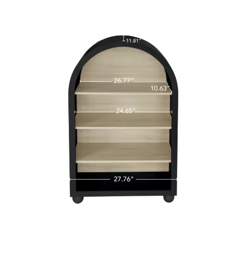 Moderne Boekenkast met Gebogen Ontwerp – 4 Lagen Houten Opbergrek 116 cm