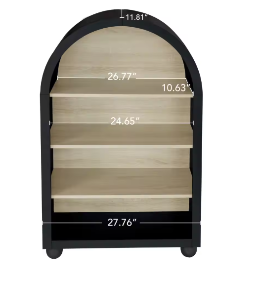Moderne Boekenkast met Gebogen Ontwerp – 4 Lagen Houten Opbergrek 116 cm