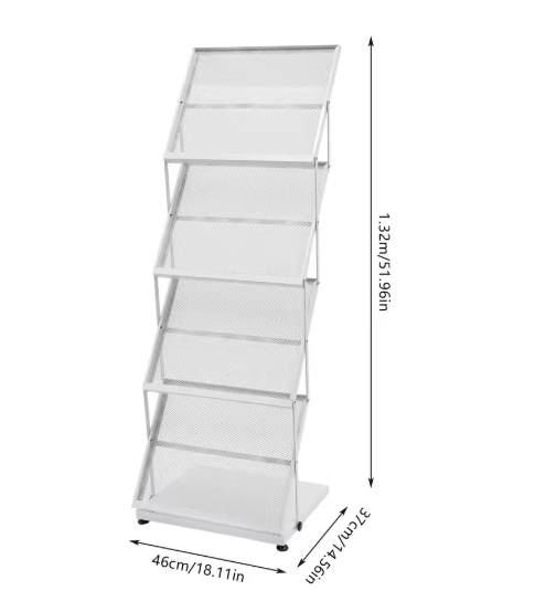 4-Laags Brochurestandaard – Vloerstaand Tijdschriftenrek van Metaal, Modern en Opvouwbaar