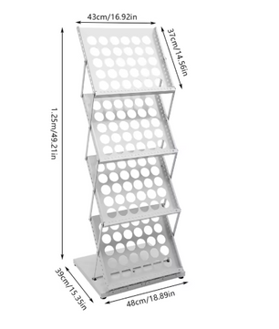 4-Laags Brochurestandaard – Vloerstaand Tijdschriftenrek van Metaal, Modern en Opvouwbaar