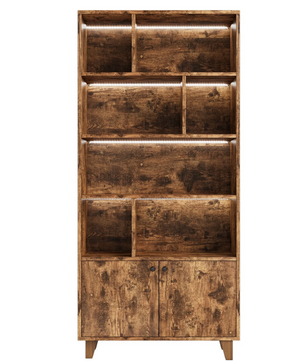 Houten Boekenkast met LED-Verlichting – Dubbele Deuren & Grote Opbergruimte 173 cm