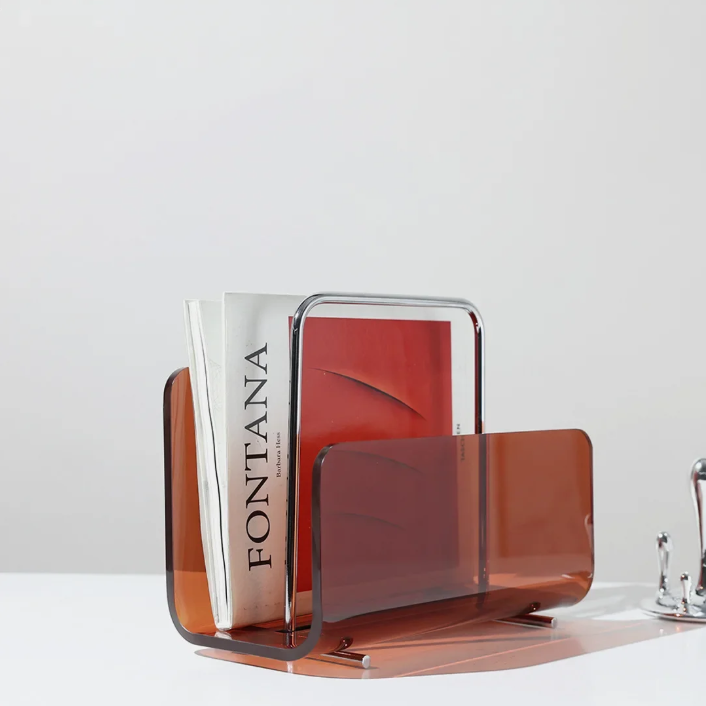 Moderne Metaal & Acryl Boekenplank – Decoratief Tafelrek voor Kantoor en Woonkamer