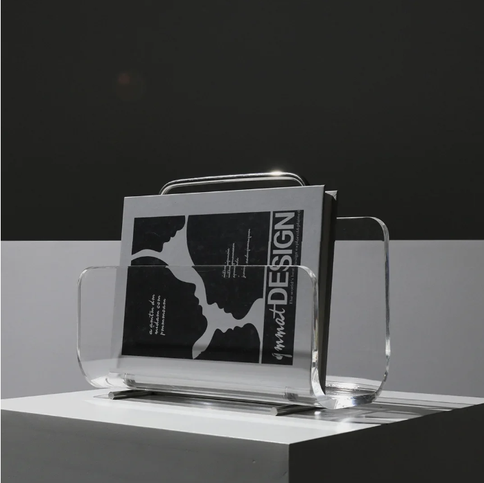 Moderne Metaal & Acryl Boekenplank – Decoratief Tafelrek voor Kantoor en Woonkamer