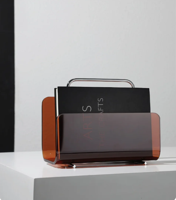 Moderne Metaal & Acryl Boekenplank – Decoratief Tafelrek voor Kantoor en Woonkamer