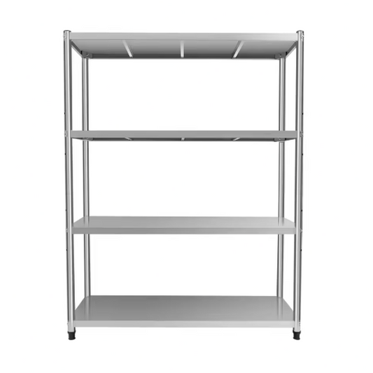 4-Laags Roestvrijstalen Opbergrek – Stevig & Verstelbaar voor Keuken en Opslagruimte