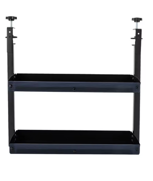 Opklembare Bureauplank met 2 Niveaus – Verstelbaar Opbergrek van Staal, Zwart