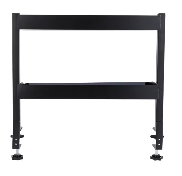 Opklembare Bureauplank met 2 Niveaus – Verstelbaar Opbergrek van Staal, Zwart