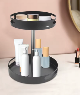 360° Draaibaar Kruidenrek – 2-laags Roterende Keuken Organizer van Koolstofstaal, 30,5 cm