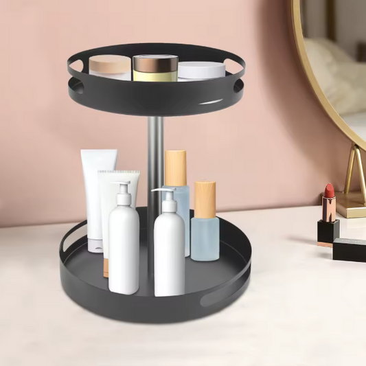 360° Draaibaar Kruidenrek – 2-laags Roterende Keuken Organizer van Koolstofstaal, 30,5 cm