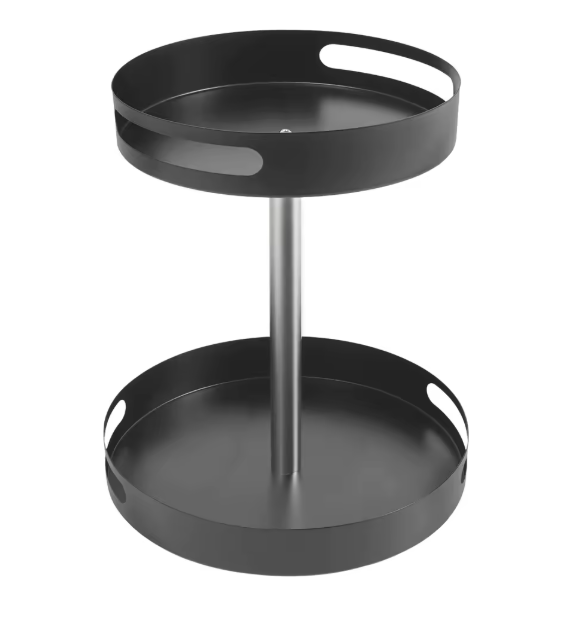 360° Draaibaar Kruidenrek – 2-laags Roterende Keuken Organizer van Koolstofstaal, 30,5 cm