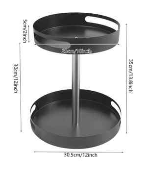 360° Draaibaar Kruidenrek – 2-laags Roterende Keuken Organizer van Koolstofstaal, 30,5 cm