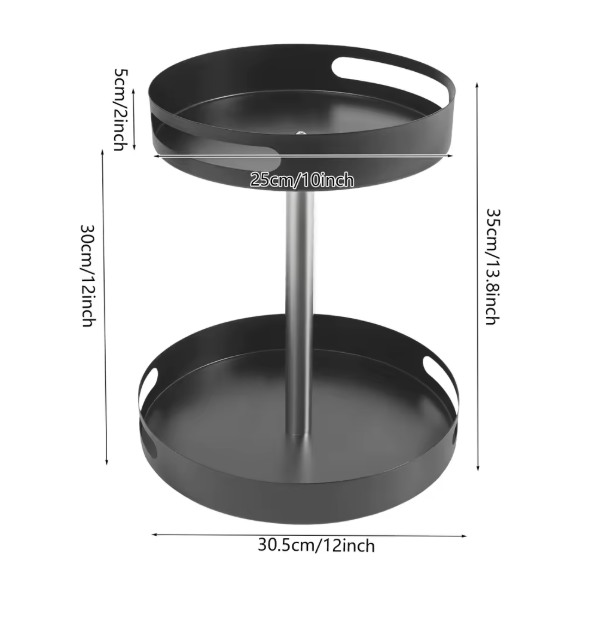 360° Draaibaar Kruidenrek – 2-laags Roterende Keuken Organizer van Koolstofstaal, 30,5 cm