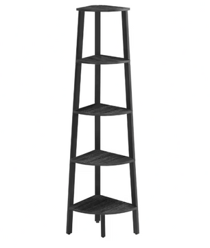 Industriële Hoekboekenkast met 5 Planken – Laddervormig Wandrek met Stalen Frame en Houten Legplanken