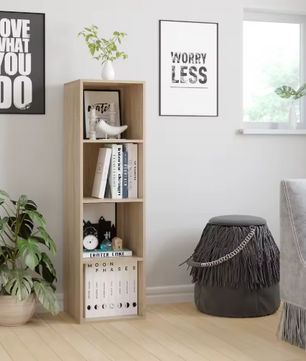 Boekenkast met 4 Vakken – Compact Opbergrek en Kubus Kast, 106 cm Hoog
