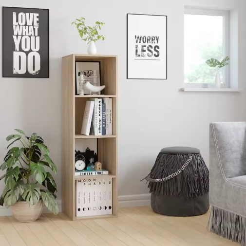 Boekenkast met 4 Vakken – Compact Opbergrek en Kubus Kast, 106 cm Hoog