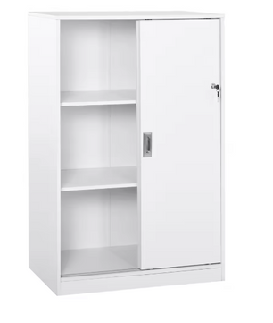 Kantoorkast met Schuifdeuren en 3 Planken – Afsluitbare Opbergkast 80x40x120 cm