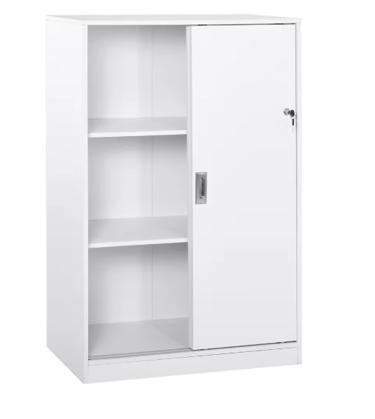 Kantoorkast met Schuifdeuren en 3 Planken – Afsluitbare Opbergkast 80x40x120 cm