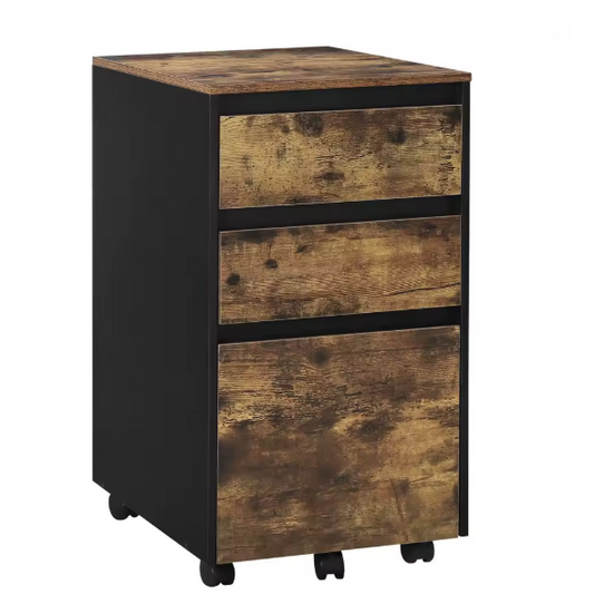 Mobiele Archiefkast met 3 Laden – Kantoor Organizer met Wielen en Industriële Look