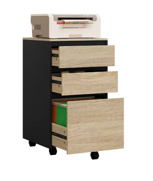 Mobiele Archiefkast met 3 Laden – Kantoor Organizer met Wielen en Industriële Look