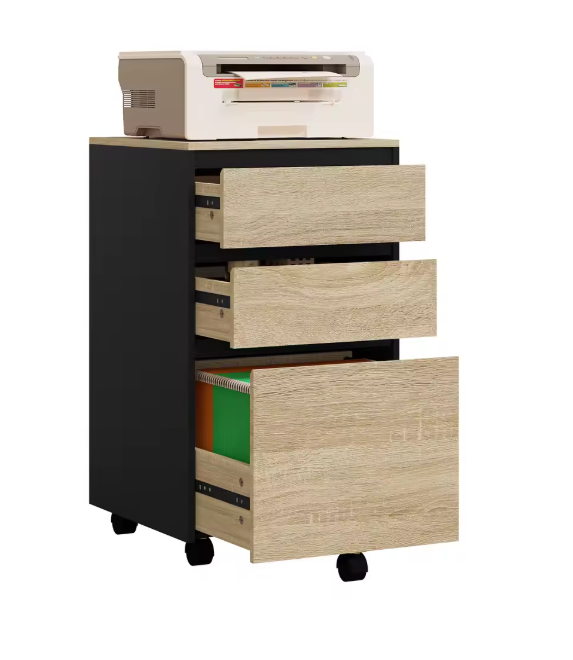Mobiele Archiefkast met 3 Laden – Kantoor Organizer met Wielen en Industriële Look