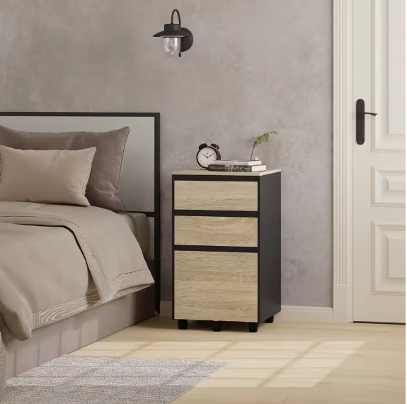 Mobiele Archiefkast met 3 Laden – Kantoor Organizer met Wielen en Industriële Look