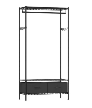Metalen Open Kledingkast met Lades en Haken – 90x40x180 cm, Industrieel Ontwerp