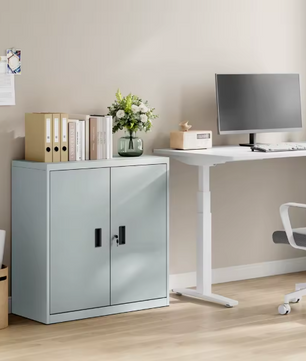 Afsluitbare Metalen Archiefkast met In Hoogte Verstelbare Plank – Multifunctionele Kantoorkast 90 cm