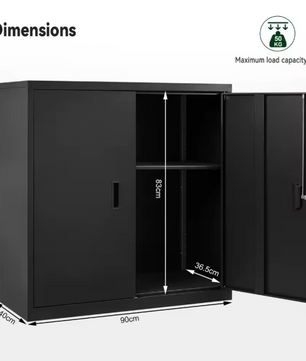 Afsluitbare Metalen Archiefkast met In Hoogte Verstelbare Plank – Multifunctionele Kantoorkast 90 cm