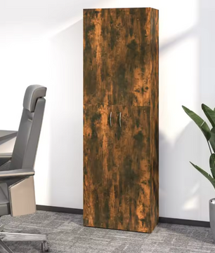 Hoge Opbergkast met Deuren – 5 Compartimenten, Gerookt Eiken, 190 cm