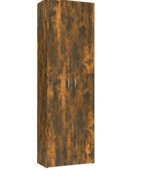 Hoge Opbergkast met Deuren – 5 Compartimenten, Gerookt Eiken, 190 cm