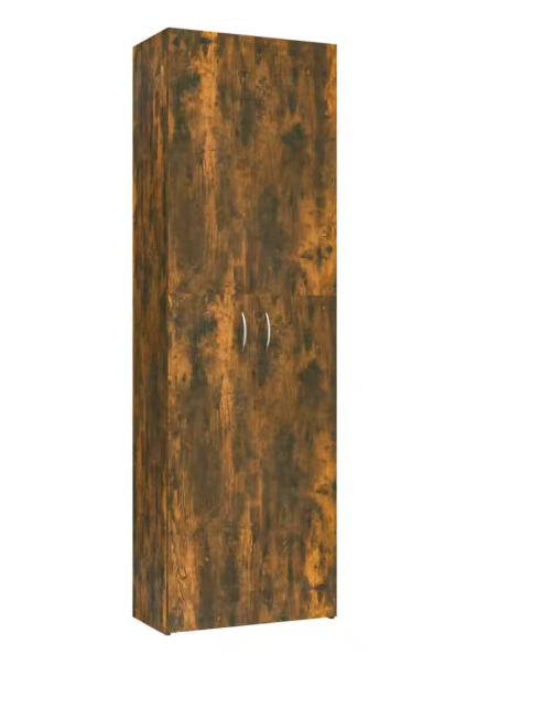 Hoge Opbergkast met Deuren – 5 Compartimenten, Gerookt Eiken, 190 cm