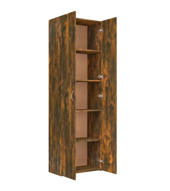 Hoge Opbergkast met Deuren – 5 Compartimenten, Gerookt Eiken, 190 cm