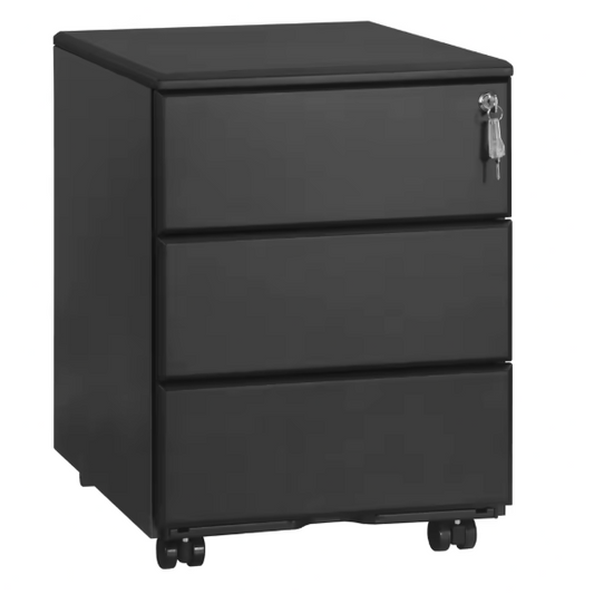 Metalen Mobiele Kantoorkast – 3 Laden, Afsluitbaar &amp; Voorgemonteerd, met Wielen