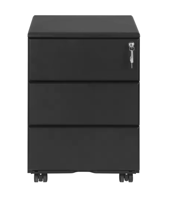 Metalen Mobiele Kantoorkast – 3 Laden, Afsluitbaar &amp; Voorgemonteerd, met Wielen