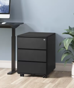 Metalen Mobiele Kantoorkast – 3 Laden, Afsluitbaar & Voorgemonteerd, met Wielen