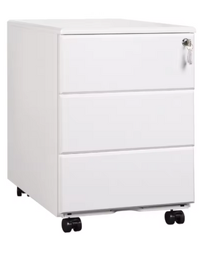 Metalen Mobiele Kantoorkast – 3 Laden, Afsluitbaar & Voorgemonteerd, met Wielen