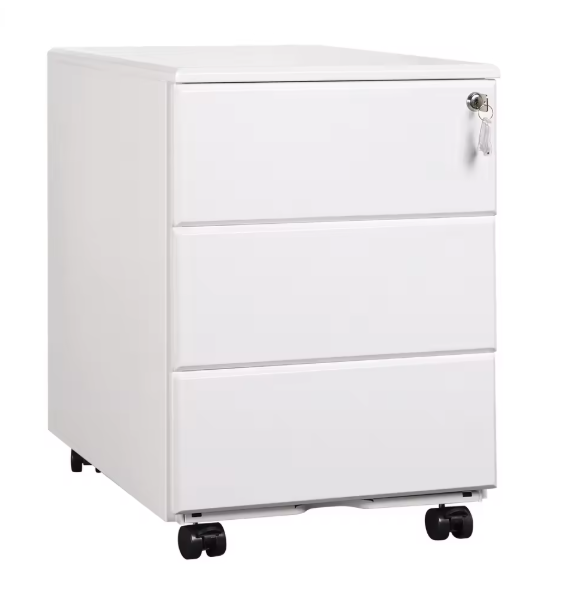 Metalen Mobiele Kantoorkast – 3 Laden, Afsluitbaar &amp; Voorgemonteerd, met Wielen