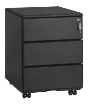 Metalen Mobiele Kantoorkast – 3 Laden, Afsluitbaar & Voorgemonteerd, met Wielen