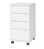 Kantoorkast met 4 Laden en Wielen – Compacte Rolkast Onder Bureau, Wit