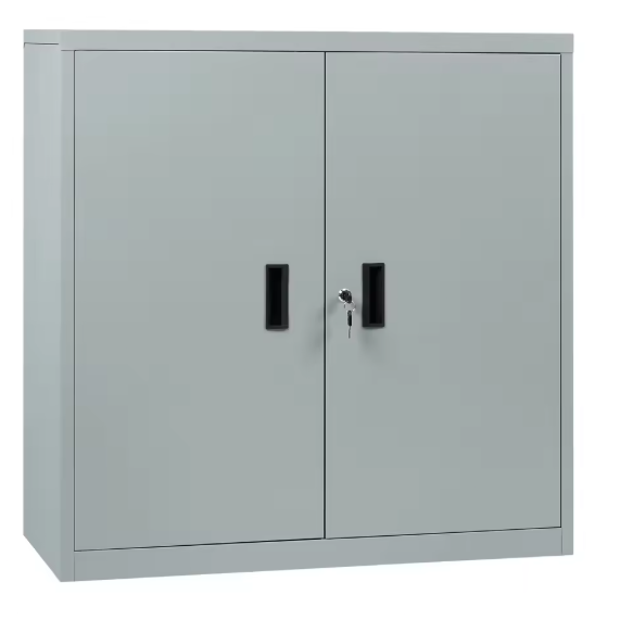 Afsluitbare Metalen Archiefkast – In Hoogte Verstelbare Plank, Kantoorkast met Dubbele Deuren, 90x92,5x40 cm