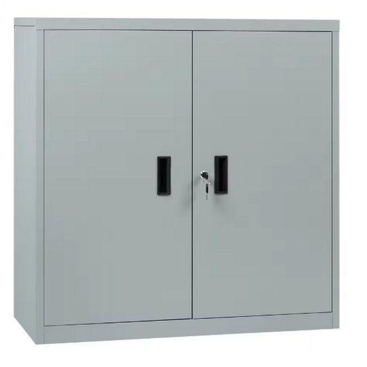 Afsluitbare Metalen Archiefkast – In Hoogte Verstelbare Plank, Kantoorkast met Dubbele Deuren, 90x92,5x40 cm