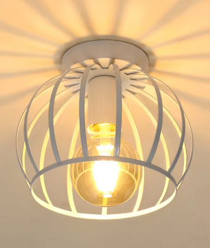 Vintage Plafondlamp – Metalen Kooi Ontwerp met E27 Fitting