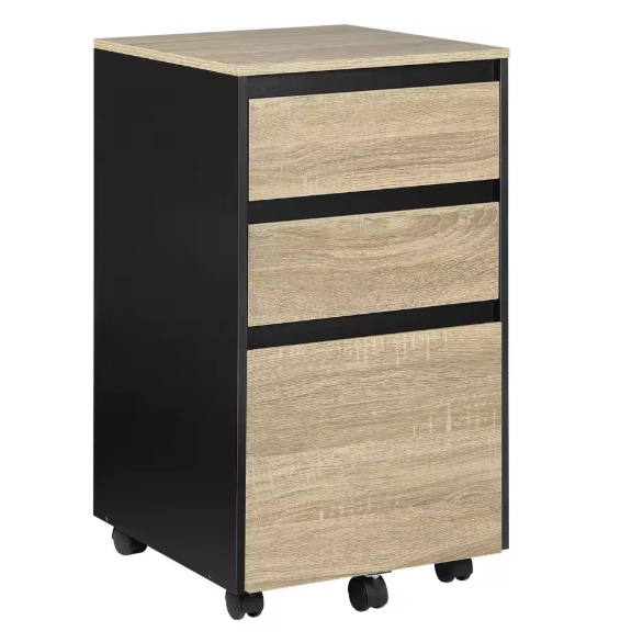 Mobiele Archiefkast op Wielen – 3 Laden, Industriële Look, 40x70x40 cm – Kantoor Organizer van Hout en amp; Metaal