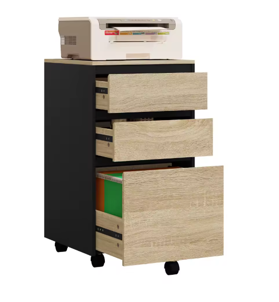 Mobiele Archiefkast op Wielen – 3 Laden, Industriële Look, 40x70x40 cm – Kantoor Organizer van Hout en amp; Metaal
