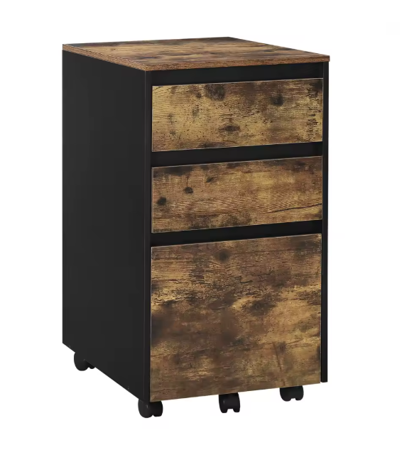 Mobiele Archiefkast op Wielen – 3 Laden, Industriële Look, 40x70x40 cm – Kantoor Organizer van Hout en amp; Metaal